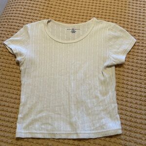 Brandy Melville Cream Short Sleeve Knit Top